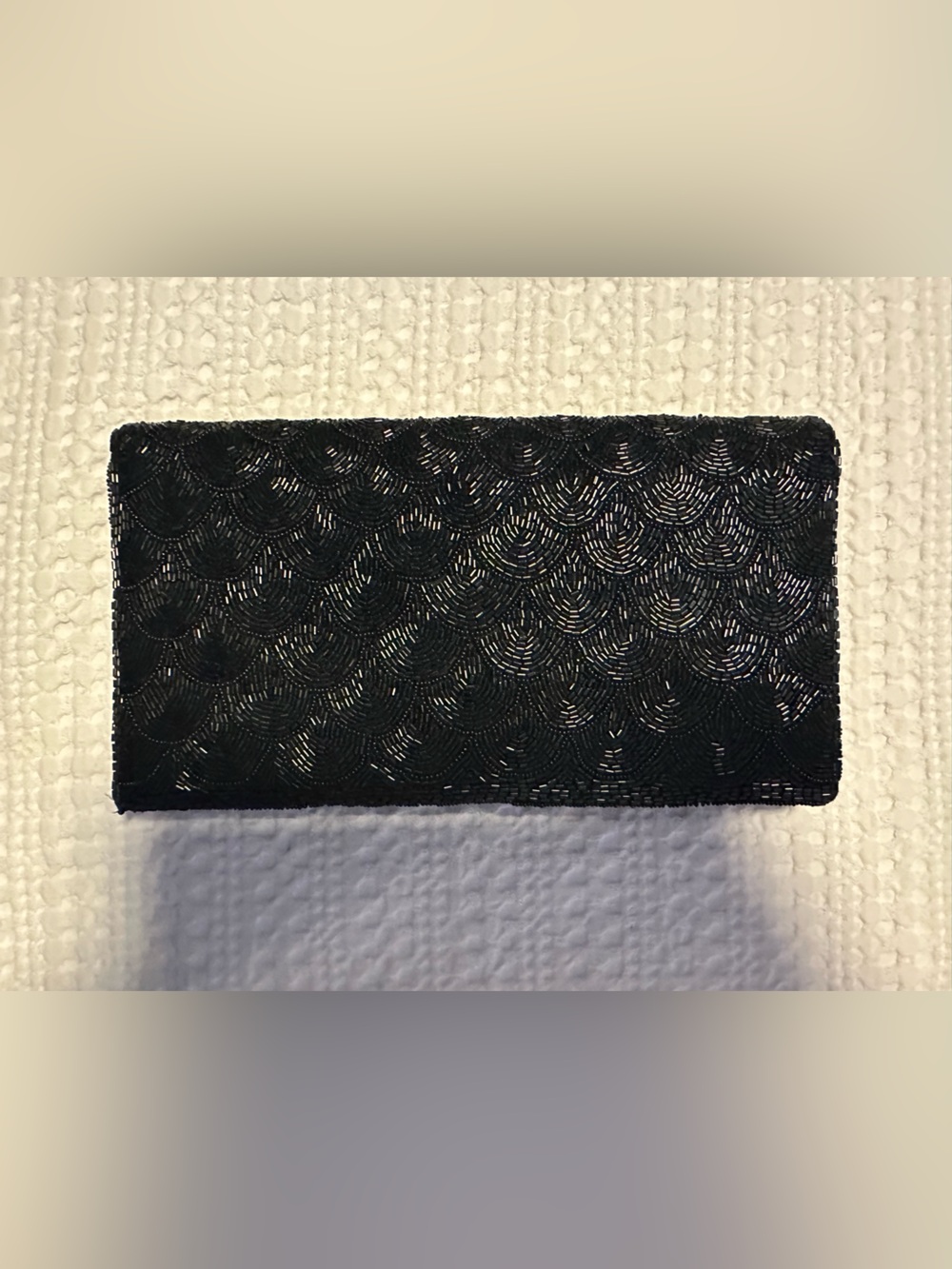 Black Beaded Clutch Evening Wallet